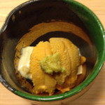 うを徳 - 大原産湯葉と函館紫雲丹の小鉢