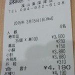 無添くら寿司 - レシート(2015.03.15)