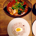 ポニピリカ - 皮がパリッとしたチキンと野菜のカレー(1300円)