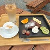 DOG CAFE ユズイロ - アイスカフェオレ(単品)、マキアート(デザートセットのドリンク)、本日のデザートセット(お好きなドリンクチョイスできます)