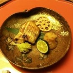 山中温泉　花紫 - のど黒の塩焼き。酢の物をこれに変更。