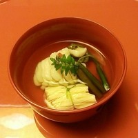 山中温泉　花紫 - お椀：油目の葛叩き（2015年3月）