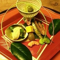 山中温泉　花紫 - 前菜：山海の幸の盛り合わせ（2015年3月）