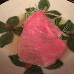 にくの匠 三芳 - 水菜を巻いてポン酢とともに。