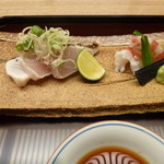 天神橋 青木 - お造り<鰆、クルマエビ>