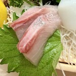 青山 - 刺身五点盛りのハマチ