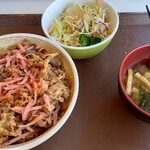 すき家 - 料理写真:牛丼大盛、味噌汁セット