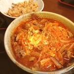 釜あげうどんそば　後楽 - ユッケジャンうどんランチ☺︎