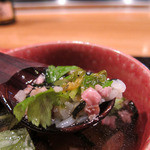 時の宿 すみれ - 肩三角とふきのとうの牛骨スープ茶漬け