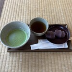 赤福 - 料理写真:抹茶と赤福のセット