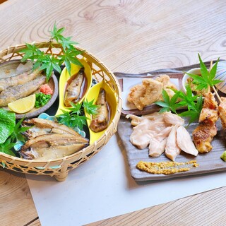【名物】伊達鶏食べ比べ、目光盛り合わせ