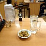 日高屋 - 料理写真:「ソーダ割り」(300円)と「中華風味付メンマ」(170円)