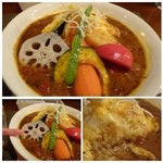 KATZ - 「お野菜のオムチーズ（1300円）」、、スープカレーかココナッツカレーを選べましたのでスープカレーにしました。
こちらもボリュームある品です。
大きめにカットしたお野菜が美味しいですね。