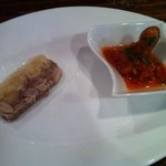 シチリア屋 - 【2015年3月ランチ】本日の前菜2種類：タコのルチアーノ風、豚のコラーゲン寄せと鮹