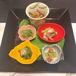 割烹 銀波 - 料理写真:コースの前菜が5品