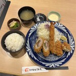 とんかついなば和幸 - 料理写真:【バラエティー定食】
・チーズチキンかつ
・しそ巻きひれかつ
・海老フライ
・ご飯(おかわり無料)
・しじみ汁(おかわり無料)
・キャベツ(おかわり無料)