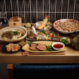 刺身・天ぷら・うどんが揃う至福のコース