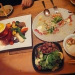 Sumibiizakayaforutona - 食べかけでごめんなさい。
                        バーニャカウダー、砂肝、肉のカルパッチョ