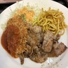 ランチハウス ミトヤ - D スパイシー焼肉とメンチカツ　1,100円　ライス大盛り無料