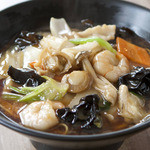 Soup soba with gomoku