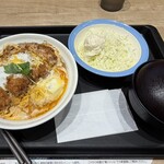 松屋 松のや - 料理写真:ロースかつ丼 ¥690円、ミニポテキャベ ¥100円