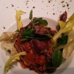 代官山ASO チェレステ - 蕗の薹を練りこんだタヤリン　蛍烏賊とトマトのラグー春野菜と共に