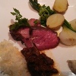 代官山ASO チェレステ - フランス産ビゴール豚肩ロースの炭火焼きそのラグーとバスマティ米を添えて