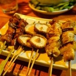 Yakitori Gareji - ②白レバー+椎茸+知床地鶏はさみ焼き