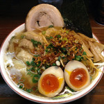 長町ラーメン - 長町ラーメン&煮卵&ワンタン&ネギ辛味アリ（通称赤ネギ）大満足の千円ラーメン*\(^o^)/*