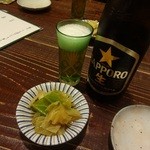 新橋ときそば - ビールとお通し