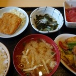 錦糸町小町食堂  - （2015/2月）味噌汁、ハムカツ、わかめ酢など