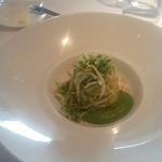 アンティカ オステリア デル ポンテ - 鳥取県大山産ﾌﾞﾛｯｺﾘｰ“きらきらみどり”と、沖縄のｿﾃﾞｲｶをｽﾊﾟｹﾞﾃｨｰﾆに和えました(長いw) 要はﾊﾟｽﾀ