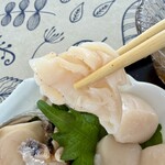 もりや商店 - おこのみ定食のほたてひもリフト