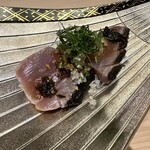 鮨 銀座おのでら - 初カツオ　桜のチップ　スモーク