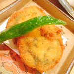 さ行 - のどぐろ・豆腐こしあぶら煎りだし・天然鰻けんちん巻香草カツレツ・蛍イカ・平貝・うるい・せり・菜花・黄身酢で