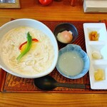 さかぐち - 料理写真:たらこクリームうどん(きしめんバージョン)と温泉卵