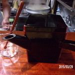 天庵 - 蕎麦湯はマドラーで掻き混ぜる程ドロッとしていて…これだけは好みとは違ってました。