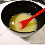 ホテル日航東京 - 2015.03　空豆とあさりのすり流し（笠原シェフ）
                                