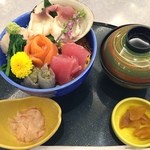 Shisaido - 宮城県本吉郡南三陸町の南三陸ホテル観洋で夕食。
                        春つげ丼を食した。
                        ふきのとうのペーストを白身で巻いた具材がおいしい。
                        税込1800円。
