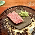 北野坂 木下 - ⑪北海道和牛シャトーブリアン、スナップエンドウ