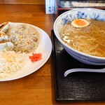 橋龍 - かけ中華ネギ抜き500円＋トッピング味玉120円、欲張りセット350円－100円=250円