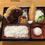 お食事処 幹 - プレートランチ 味噌チキンカツ&白身フライ（650円）
