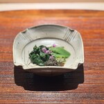 363687529 - ●オクラ、モロヘイヤに鮑肝梅肉和え様
