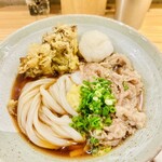 扇町うどん屋 あすろう - 肉温玉ぶっかけにまいたけ天とおろしをトッピング