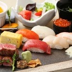 Washoku To Sushi No Nijou - 平日ランチ限定　鮨と黒毛和牛ステーキ