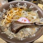 焼肉ホルモン 龍の巣 - 名物かすうどん（かす増し）1,300円＋麺大盛200円