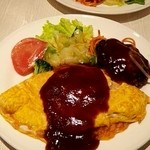 Kicchingurabatei - オムライス+ハンバーグ1200円