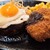 キッチンドナルド - 料理写真:ハンバーグステーキにたまごのせカニクリームトッピング＠1,430