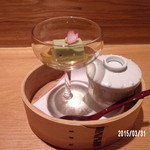 馳走　かく田 - 先付の枝豆豆腐と茶碗蒸し