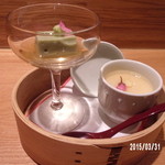 馳走　かく田 - 茶碗蒸しも蓋を開けると桜花で春を演出